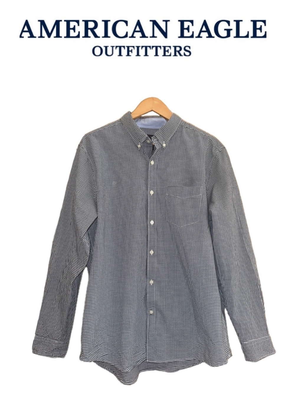 AMERICAN EAGLE OUTFITTERS Seriously Soft Classic Fit Long Sleeve Gingham Men XL